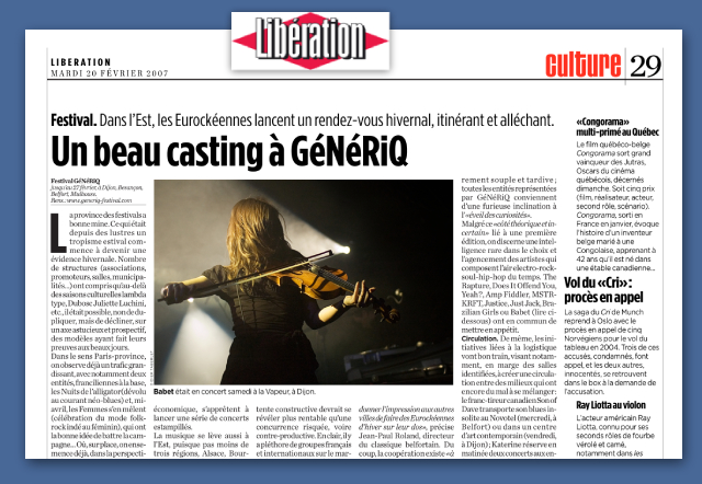 Libération, 20/02/2007
